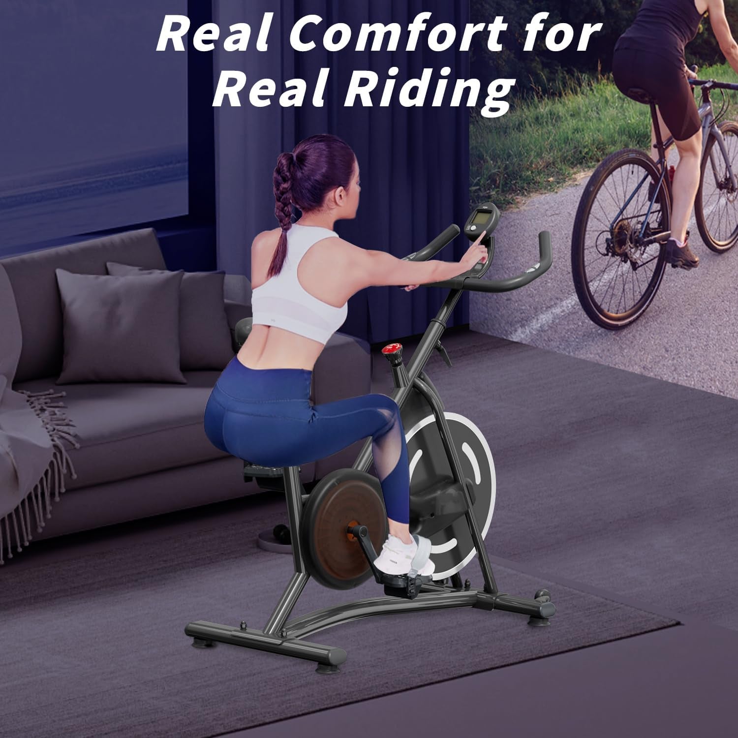 Stationary Bikes,Exercise Bikes,Adjustable Professional Exercise Bikes for Home, Efficient Workout Bike with Smartphone Mount & Digital Pulse Display