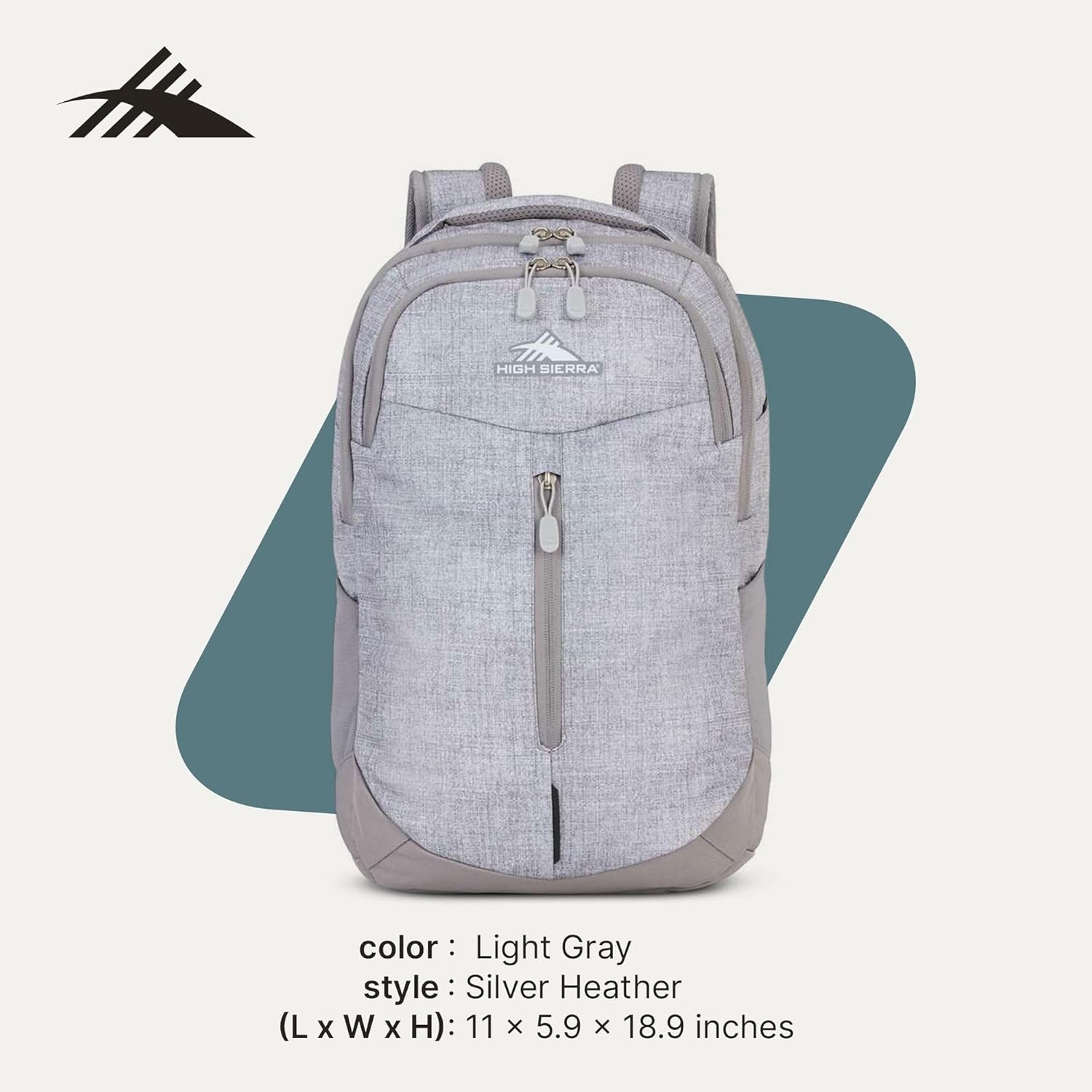 Swerve Pro Adjustable Travel or Work Laptop Bookbag Backpack with Laptop Hammock and Water Bottle Compartments, Silver Heather