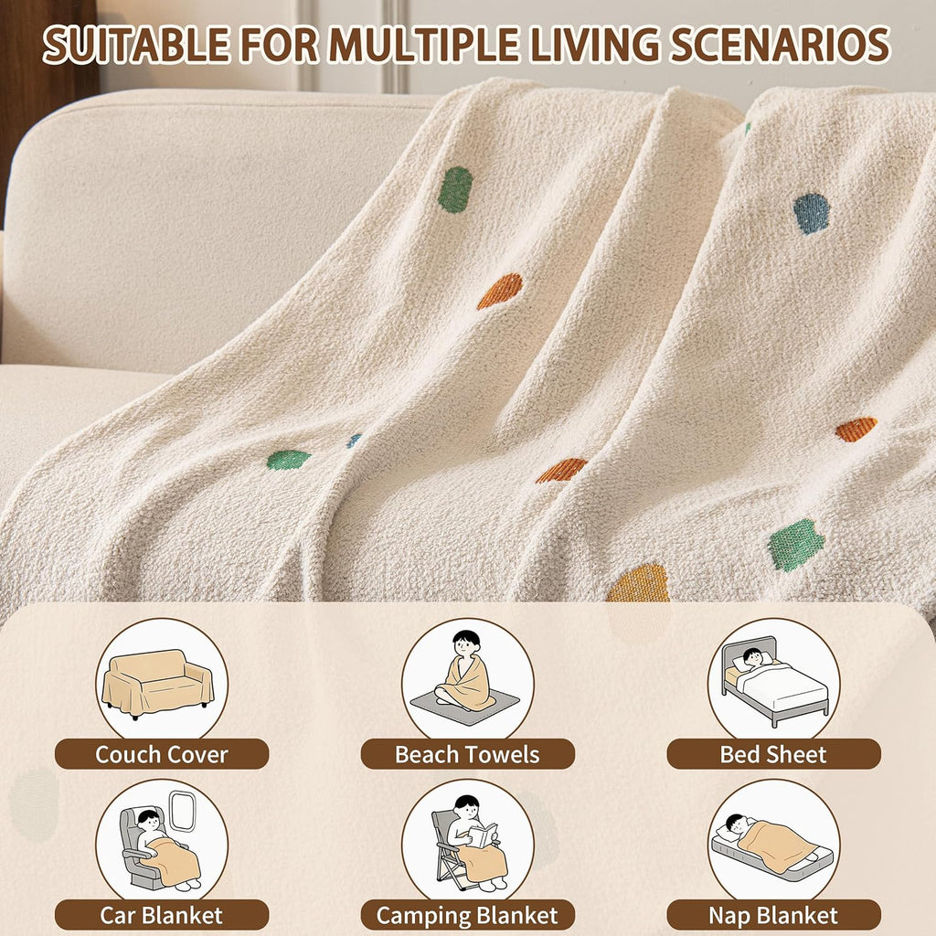 Couch Covers for Dogs, Sofa Covers for 3 Cushion Couch, Plush Couch Blanket Cover Sectional Washable, Sofa Slipcover Protector, Slip Covers for Sofas High-Gram Weight, Dots Beige, 71" ×118"