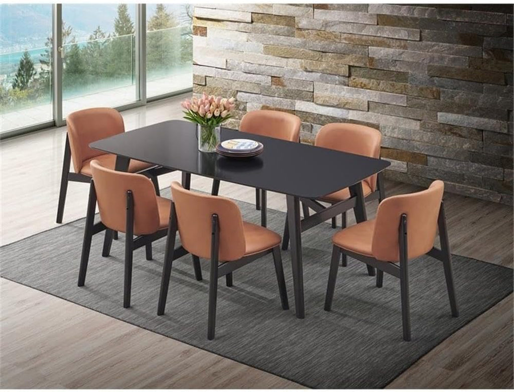 Eliora Solid Wood Frame Rectangular Dining Table in Black