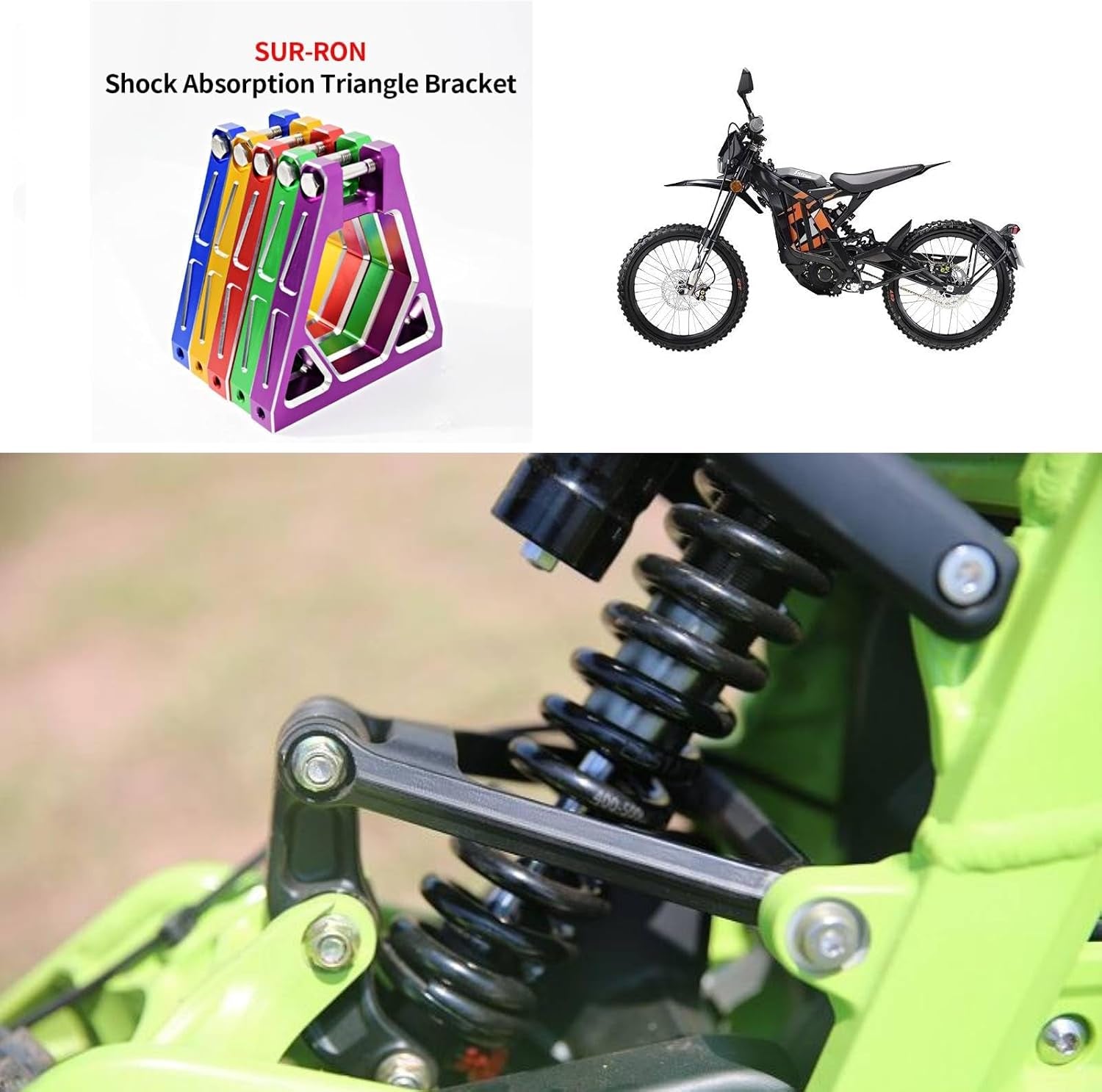 Rear Shock Absorbing Triangle Bracket for Surron Light Bee X S/Segway X160 X260, Rear Shock Suspension Triangle Linkage for Sur Ron Electric Dirt Bike Motorcycle Accessories (Blue)