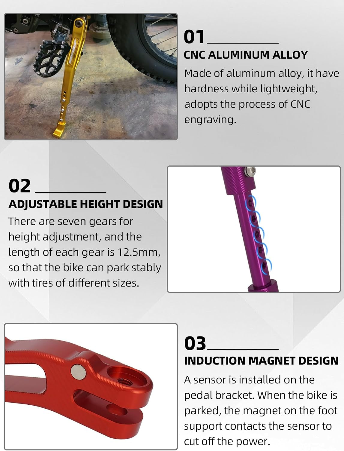 Kickstand for Edirt Bike,Cnc Foot Pegs Kick Stand for Electric Dirt Bike Surron Light Bee X and S/E Ride Pro S SS Sr/Talaria Sting/X160/X260-Blue