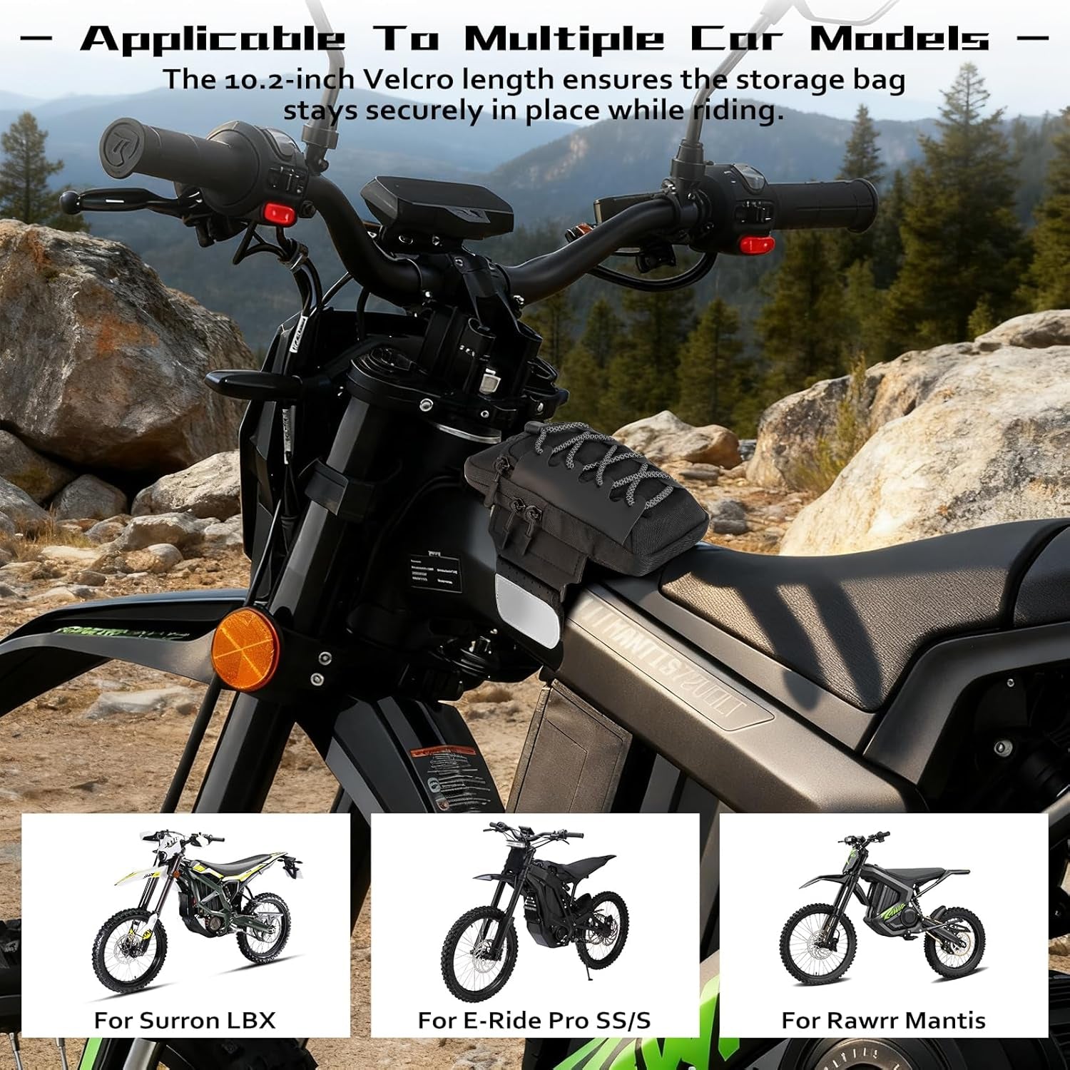 Universal Frame Bag for Electric Dirt Bike - Front Storage Battery Cover Bag Fits Surron/Talaria/E-Ride Pro, Motorcycle Phone Pouch & Battery Bag for Daily Necessities