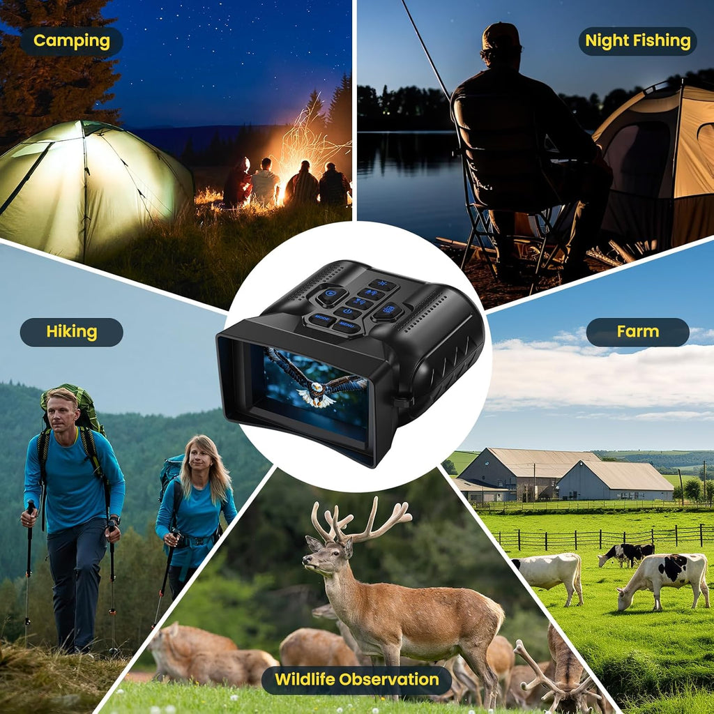 Night Vision Goggles,4K Night Vision Binoculars for Adults with 5000Mah Rechargeable Battery,1000Ft Infrared Range,16X Zoom,32Gb TF Card,Photo&Video Recording,Compact Design,Ideal Gifts for Men