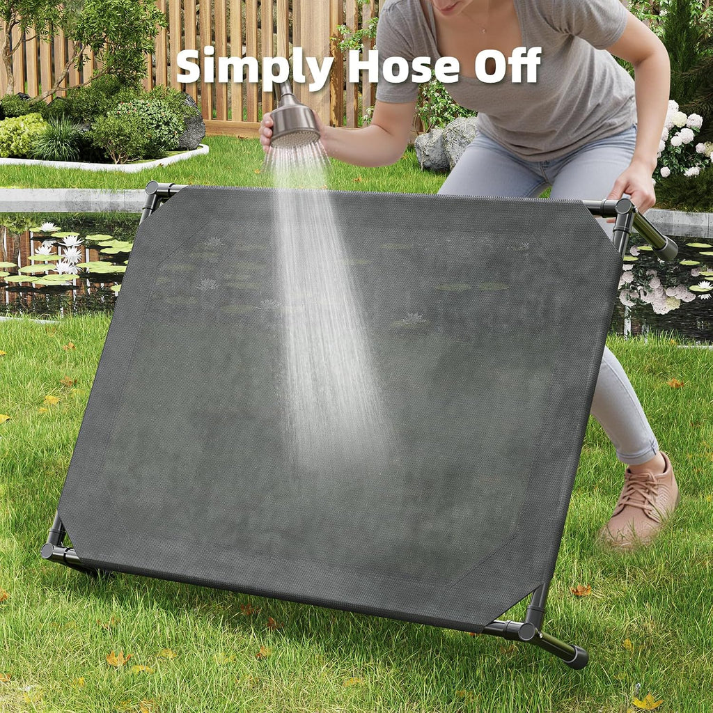 Elevated Dog Bed for Large Dogs, Waterproof Raised Dog Cot with Washable Mesh, Cooling Breathable Pet Bed for Outdoor, 42" X 31", Black