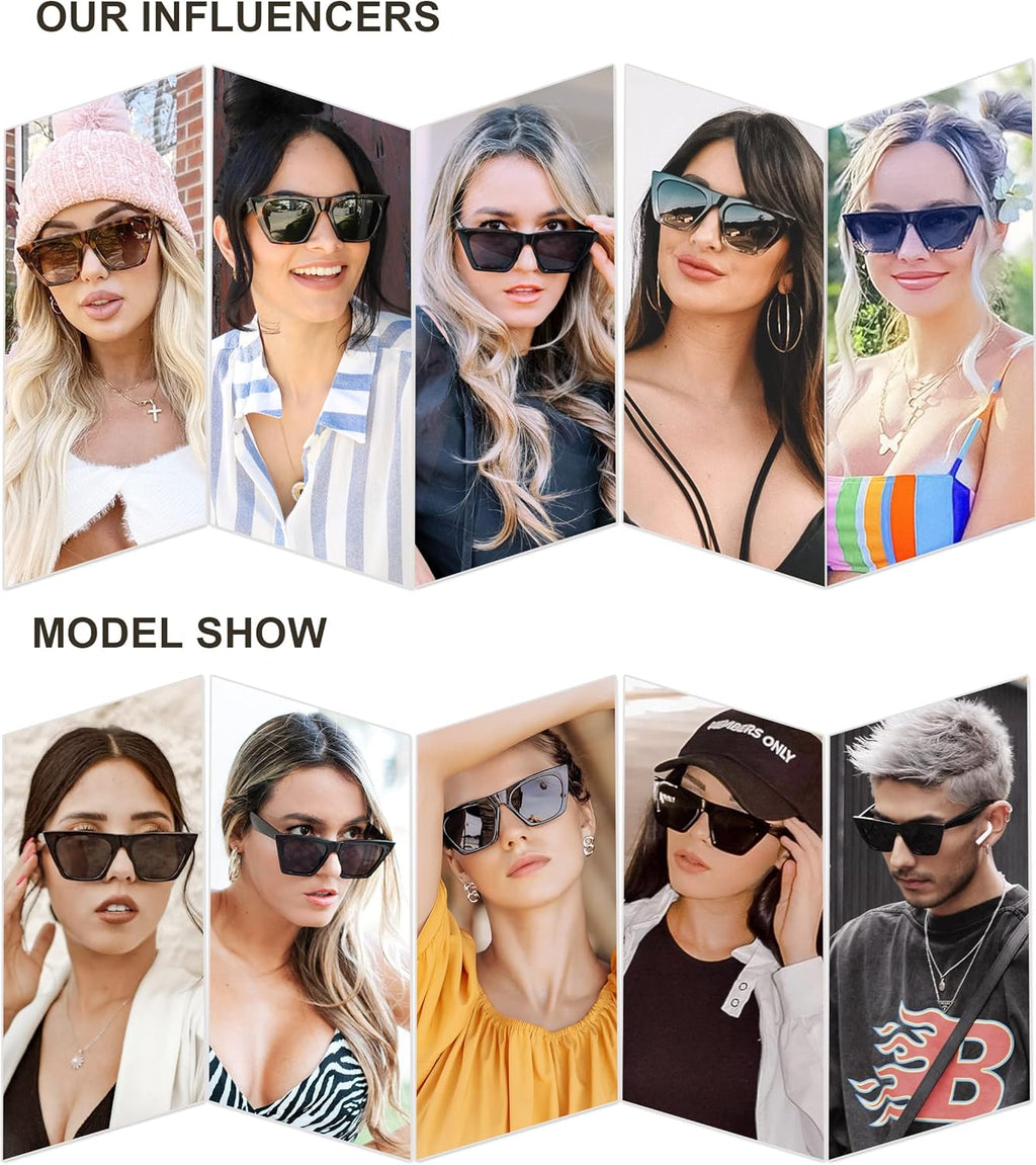 Trendy Square Cateye Polarized Sunglasses Womens Big Frame Shades SJ2115