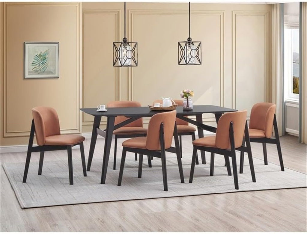 Eliora Solid Wood Frame Rectangular Dining Table in Black