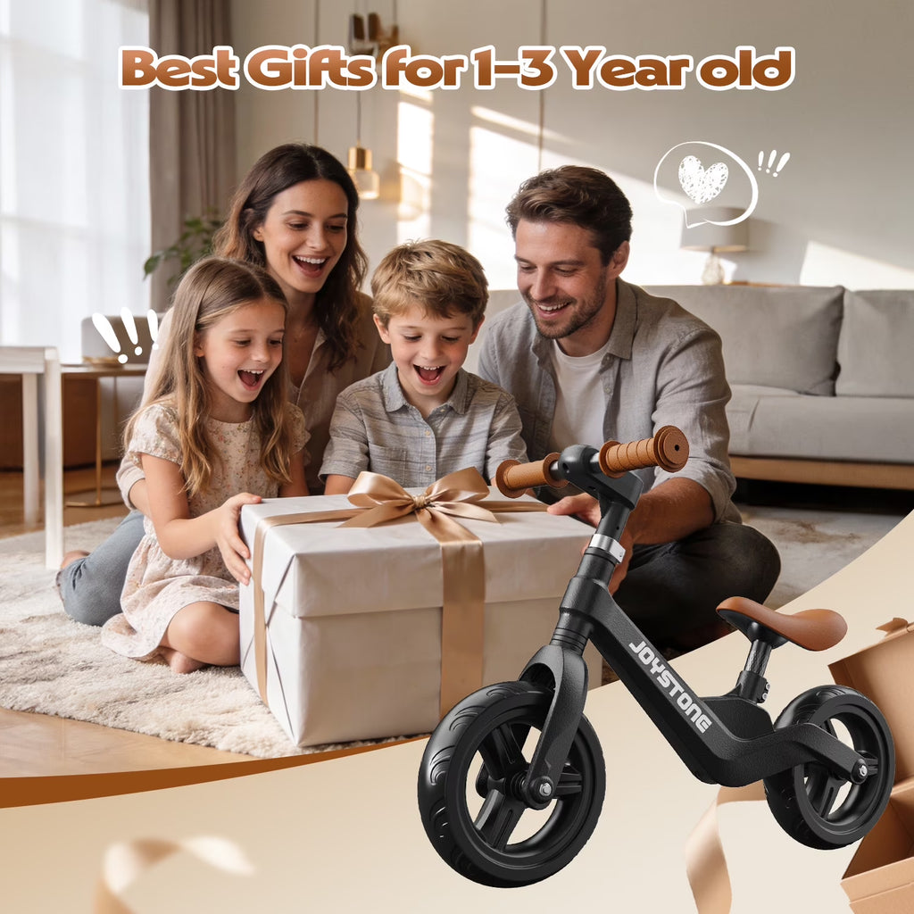Toddler Balance Bike Toys for 1-3 Years Old Boys Girls, Kids Training Balance Bike with Adjustable Handlebar and Seat, No Pedals Bike Gift for Kids, Black