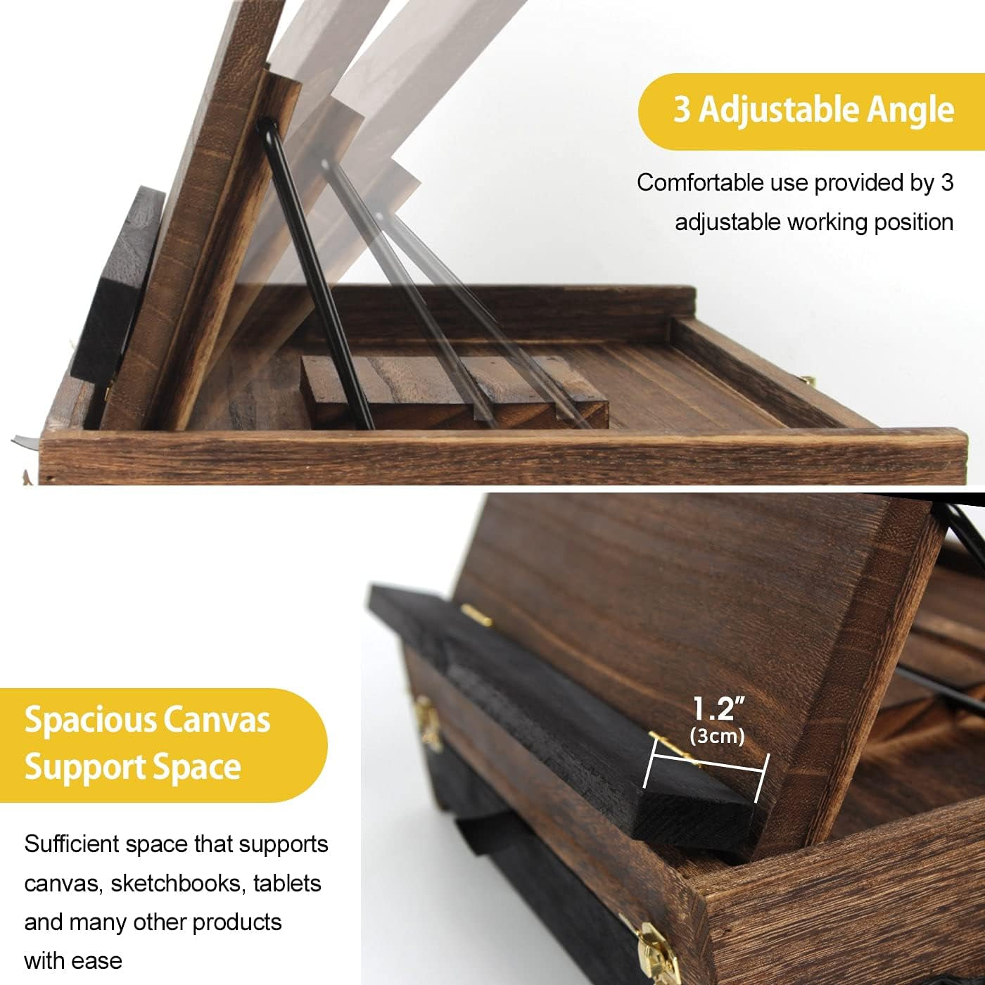 Rustic Wood Adjustable Portable Desktop Table Easel with Storage Drawer- Artist Easel Board for Canvas Painting, Drawing, Sketching Book Stand- MK704A