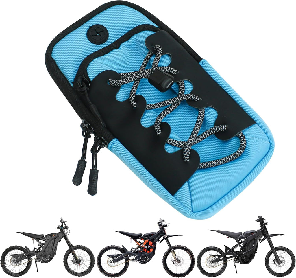 Phone Bag for Ebike, Pouch Fits for Surron Light Bee/Talaria/X160/X260/E Ride Pro/Surron Ultra Bee Edirt Bike, Motorcycle Front Battery Frame Cover Storage Bag for Electric Dirt Bikes (Blue)