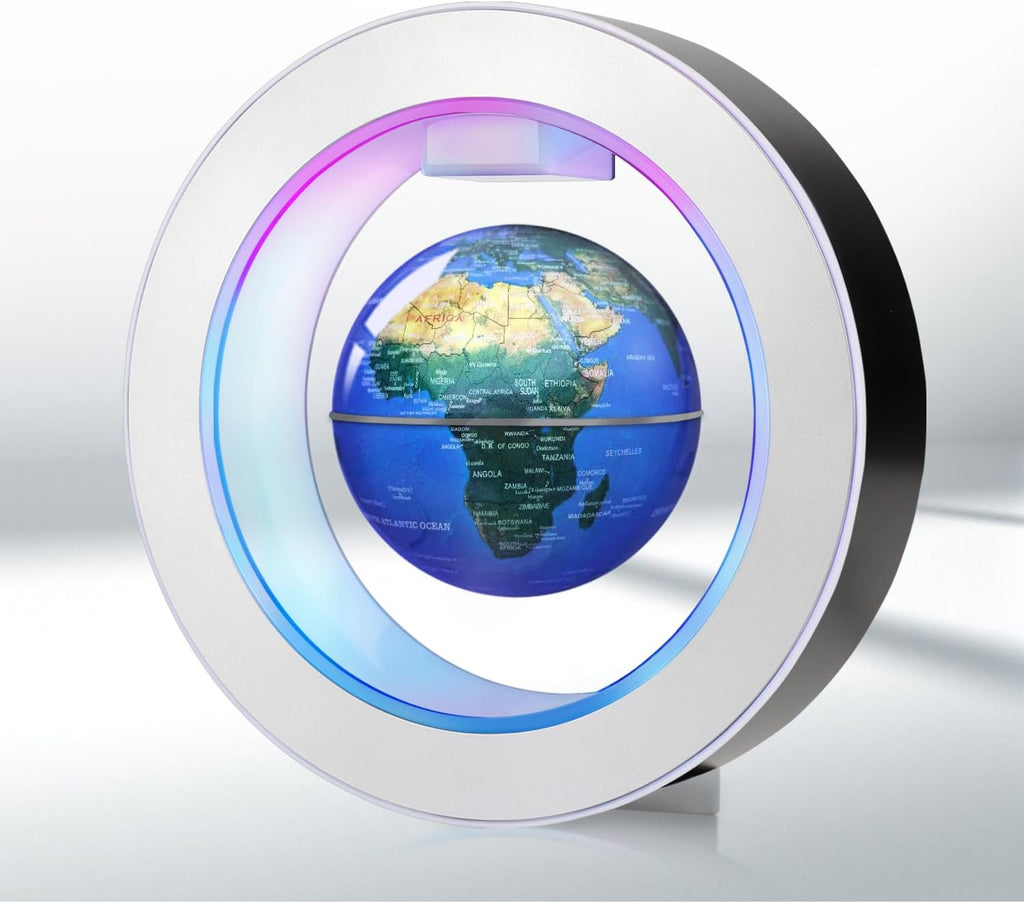 Floating Globe O Frame, Magnetic Levitating Technolog, Cool Gadgets for Men, 4In World Globe for Education Office Home Desk Decor, Cool Tech Gifts for Holiday Parties Birthday