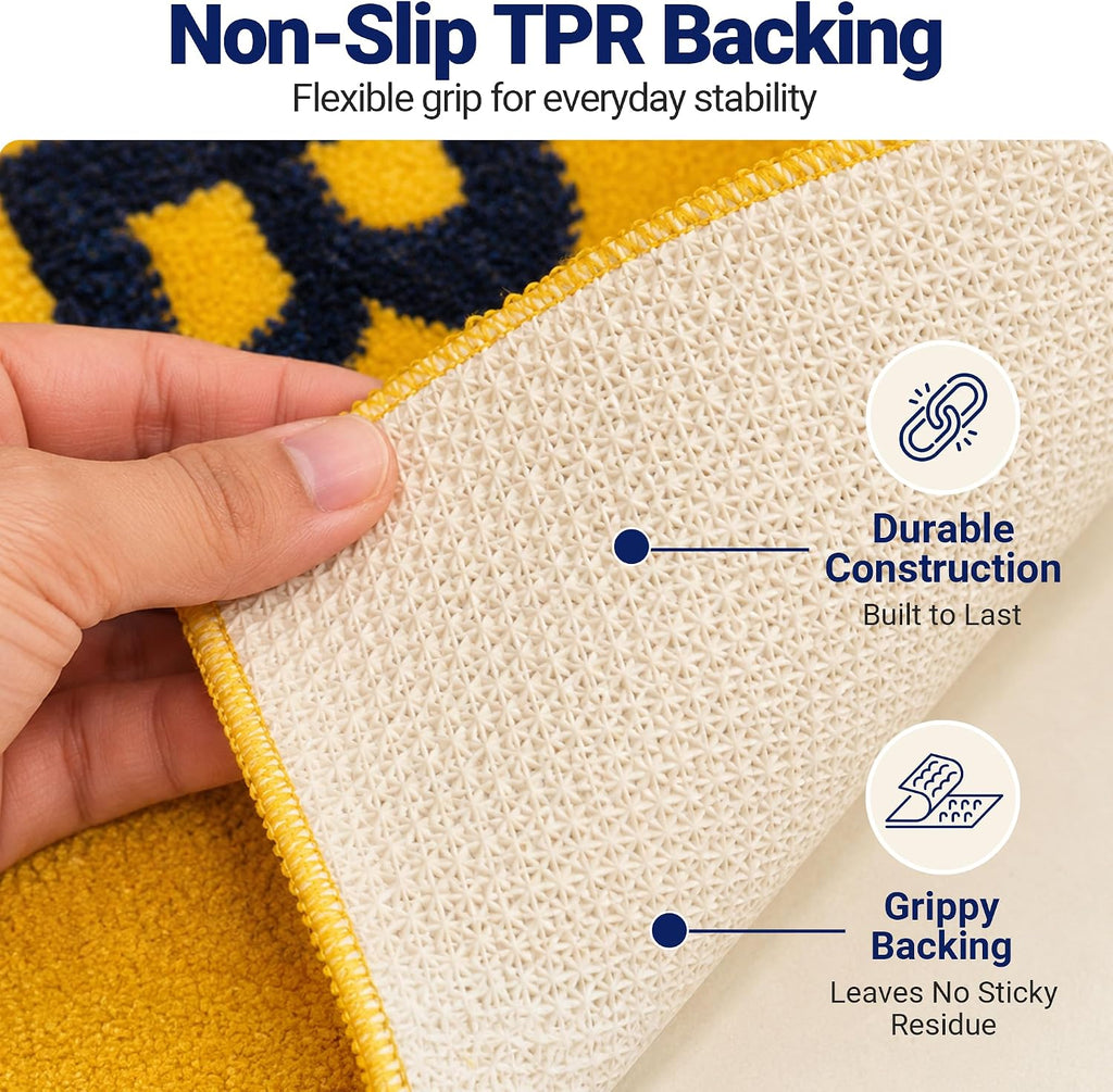 Bright Yellow Butter Rug - Washable Ultra Soft Plush Shaggy Non Slip Kitchen Mat - 47"X20" Fluffy Indoor Accent Rug for Living Room, Bedroom or Entryway