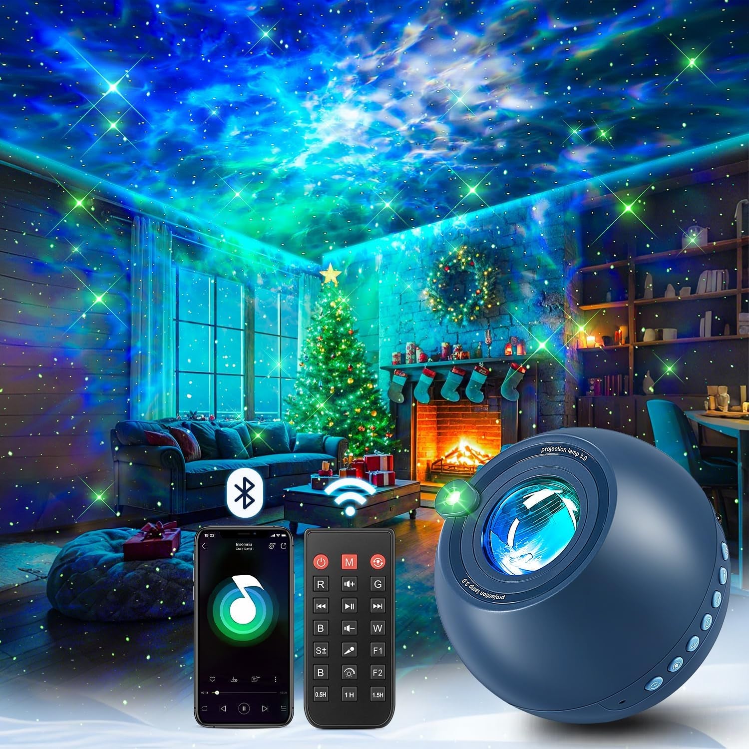360 Game Lights Galaxy Projector Gaming Accessories Gaming Room Decor Green Star Bluetooth Speaker+15 White Noise Man Cave Accessories Cool Gifts for Men Birthday Gift Cool Stuff for Teen Boy