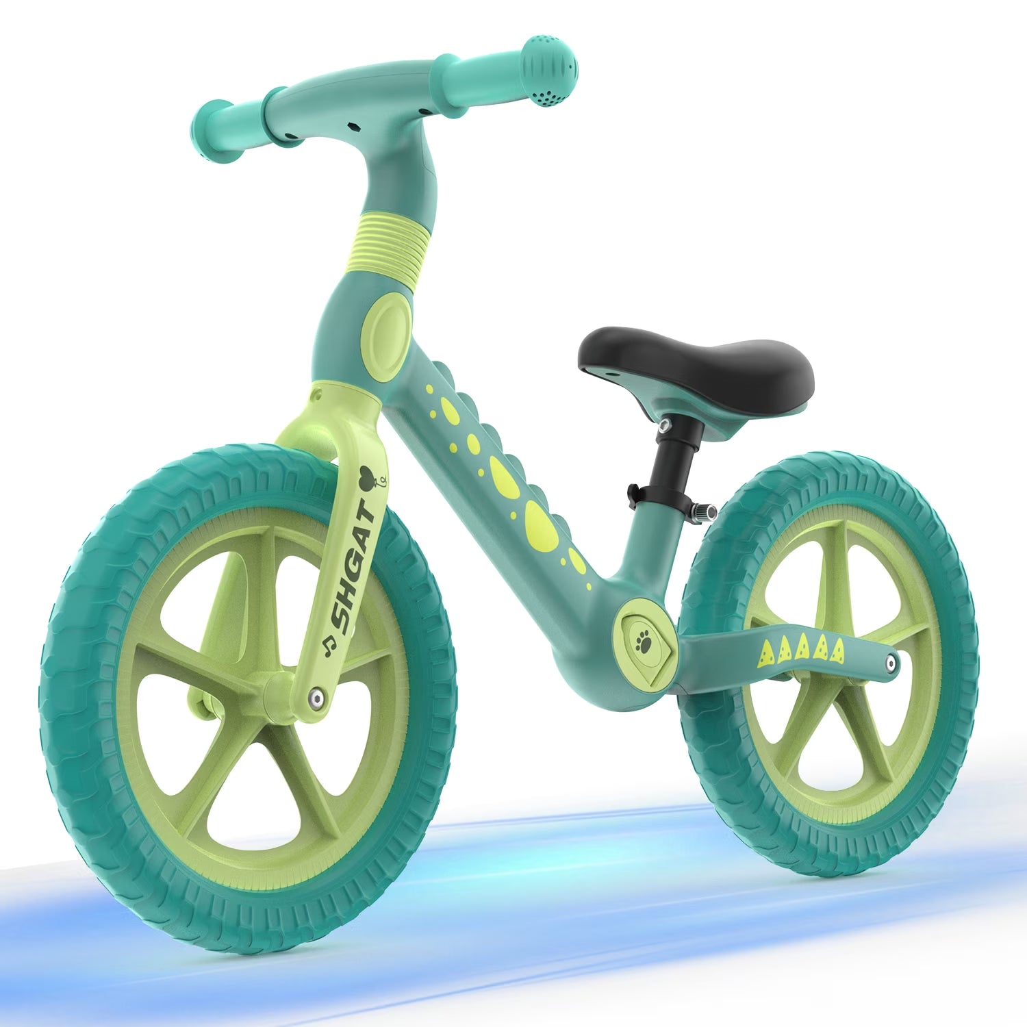 Balance Bike Toys for Toddlers 18+ Months, Dinosaur Balance Bike with Adjustable Handlebar and Seat, No Pedals Bike Gift for Kids, Green