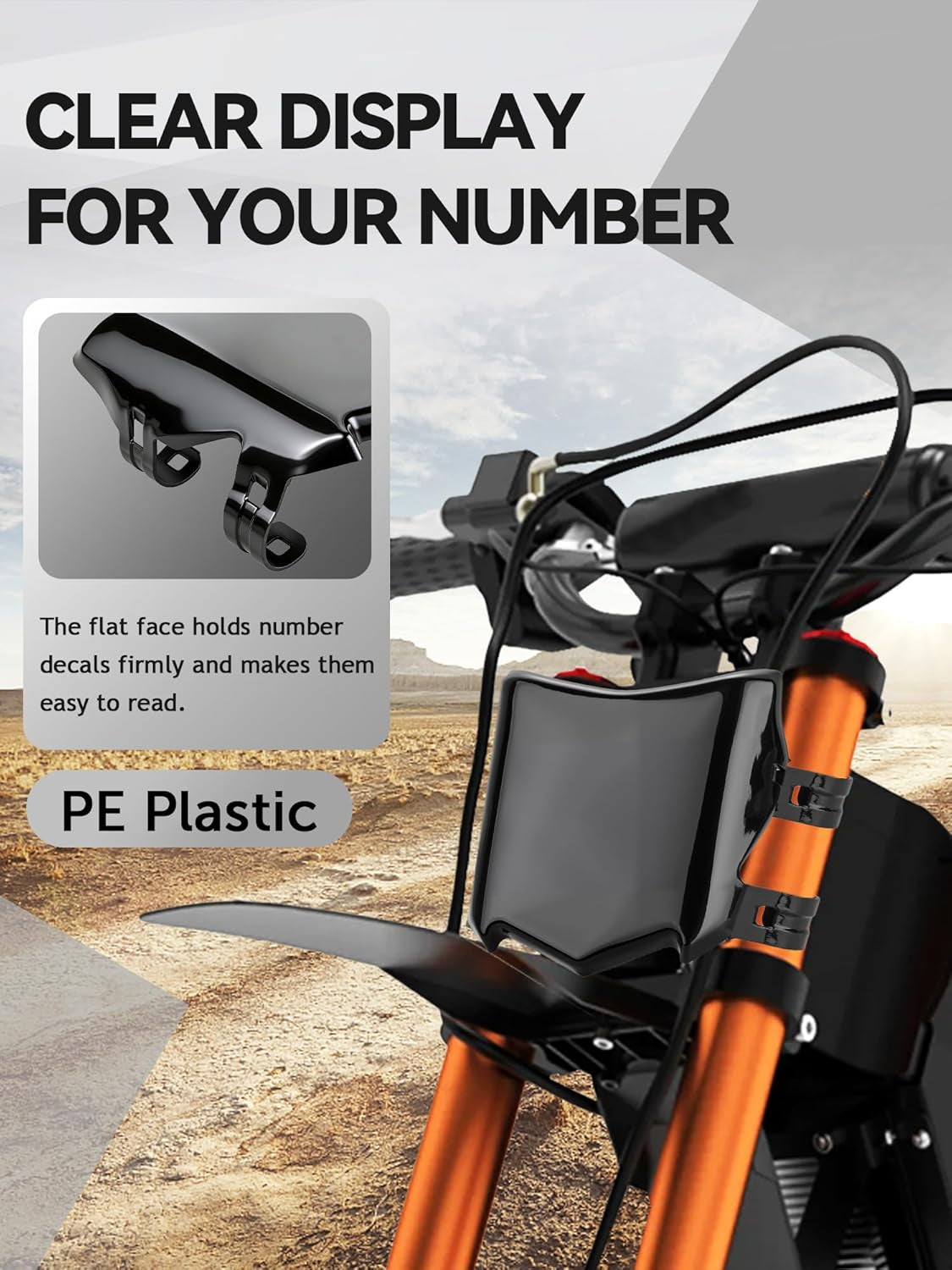 Front Number Plate for Electric Dirt Bike,Universal Plate Replacement for Surron Lbx/Tutti Soleil 01/Yozma in 10/Talaria Sting MX3 R MX4 MX5 Pro/E Ride Pro,Pe Plastic