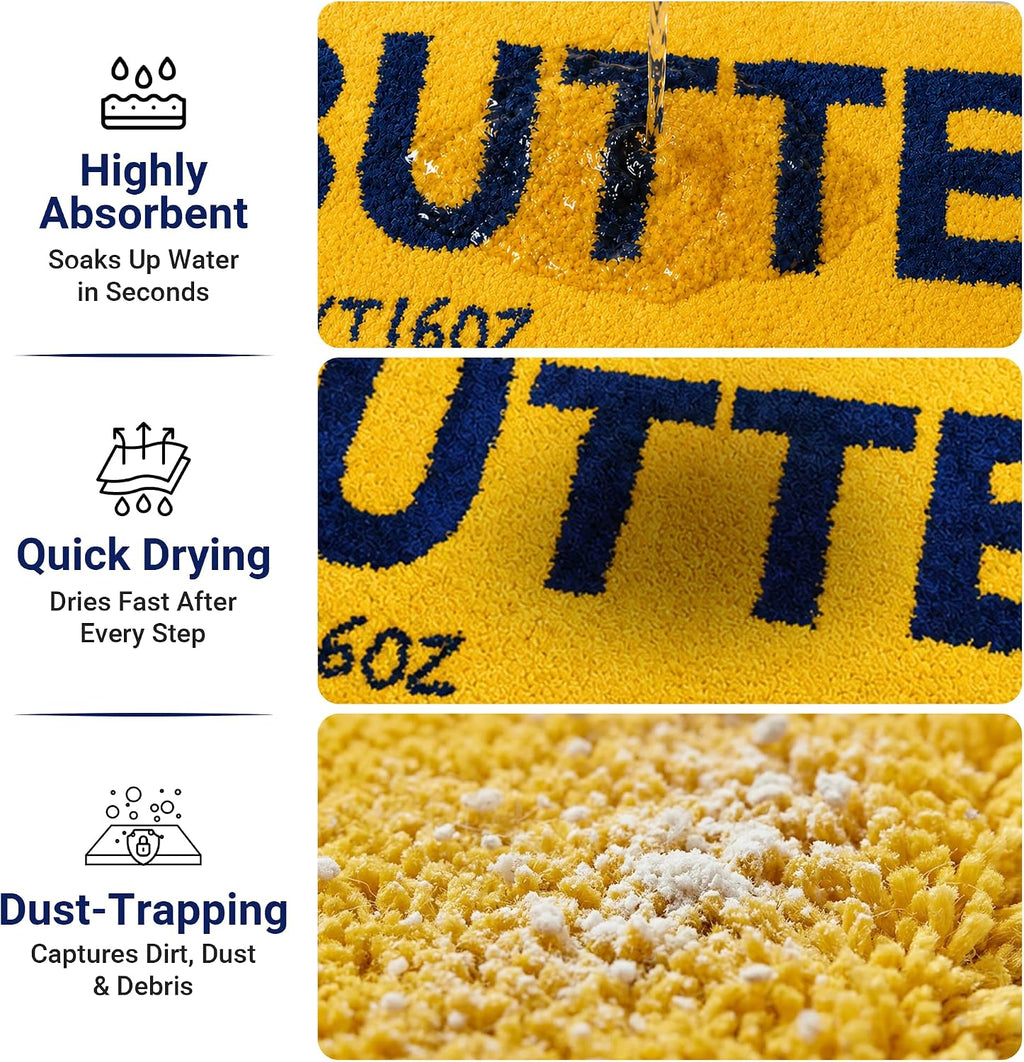 Bright Yellow Butter Rug - Washable Ultra Soft Plush Shaggy Non Slip Kitchen Mat - 47"X20" Fluffy Indoor Accent Rug for Living Room, Bedroom or Entryway