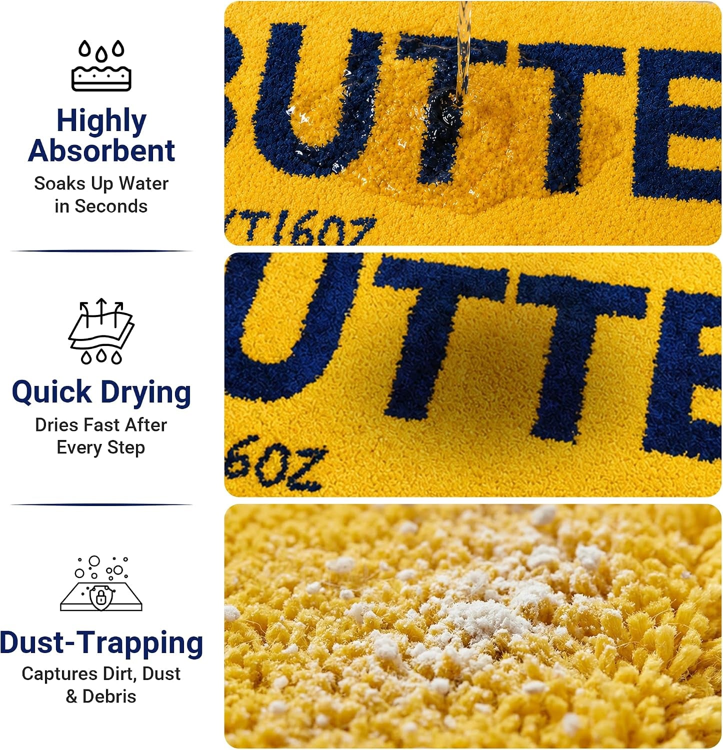 Bright Yellow Butter Rug - Washable Ultra Soft Plush Shaggy Non Slip Kitchen Mat - 47"X20" Fluffy Indoor Accent Rug for Living Room, Bedroom or Entryway
