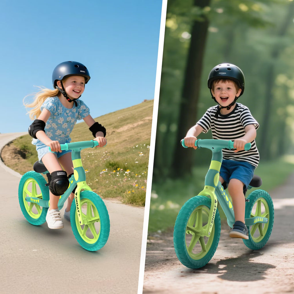 Balance Bike Toys for Toddlers 18+ Months, Dinosaur Balance Bike with Adjustable Handlebar and Seat, No Pedals Bike Gift for Kids, Green