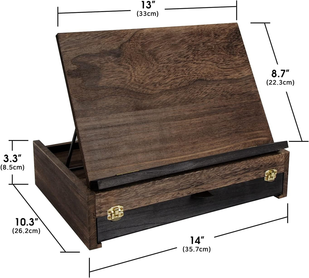 Rustic Wood Adjustable Portable Desktop Table Easel with Storage Drawer- Artist Easel Board for Canvas Painting, Drawing, Sketching Book Stand- MK704A