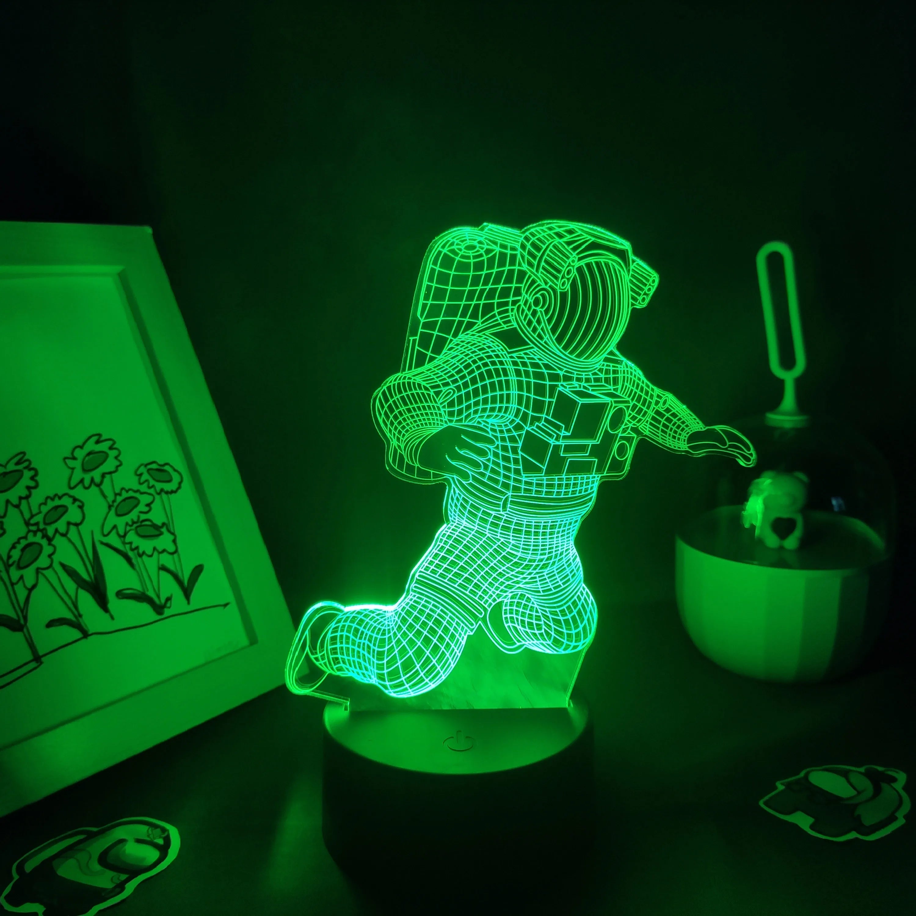 Spaceman Astronaut 3D Lamps LED RGB Creative Night Lights Cool Gift for Kids Friends Bedroom Bedside Coffee Table Decoration