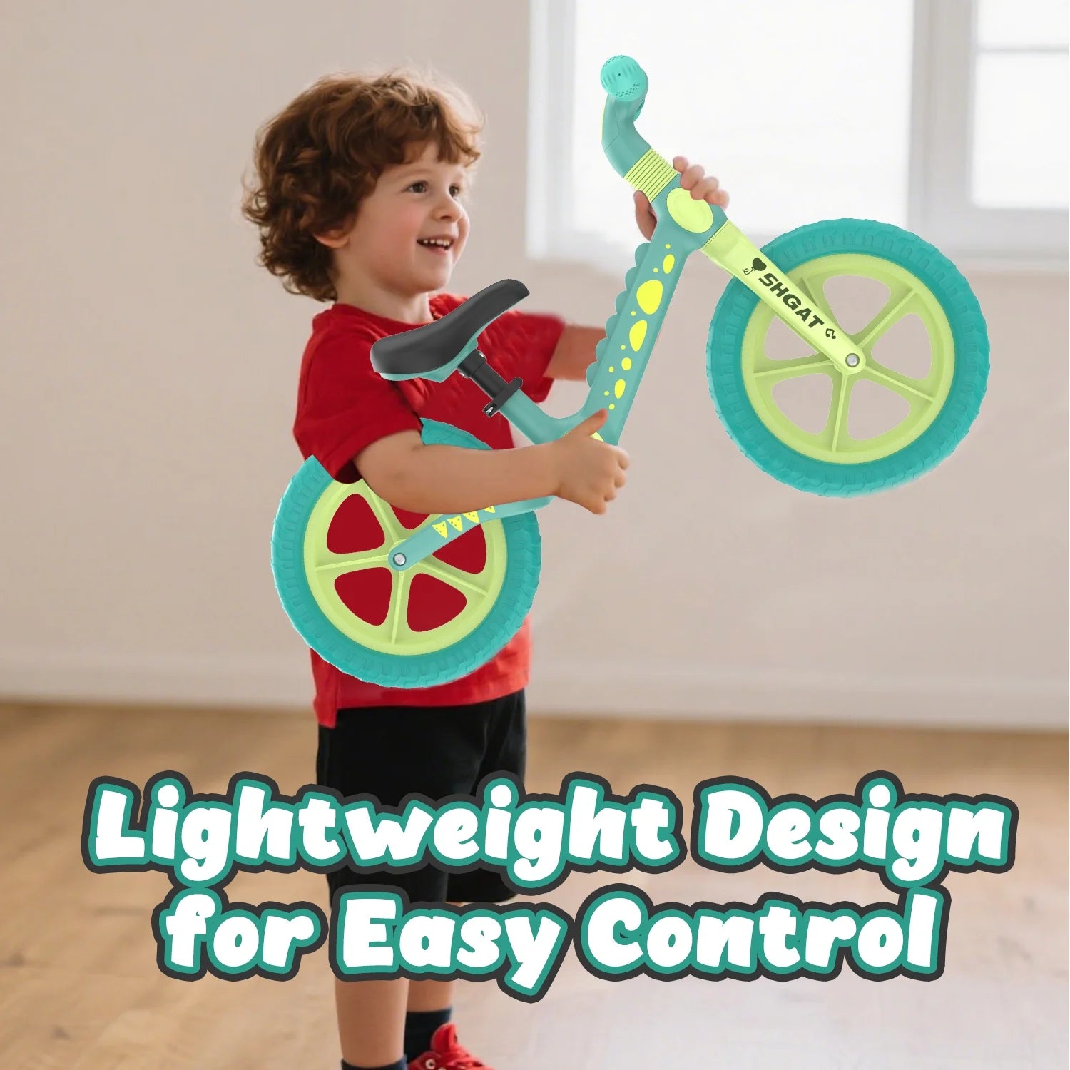 Balance Bike Toys for Toddlers 18+ Months, Dinosaur Balance Bike with Adjustable Handlebar and Seat, No Pedals Bike Gift for Kids, Green