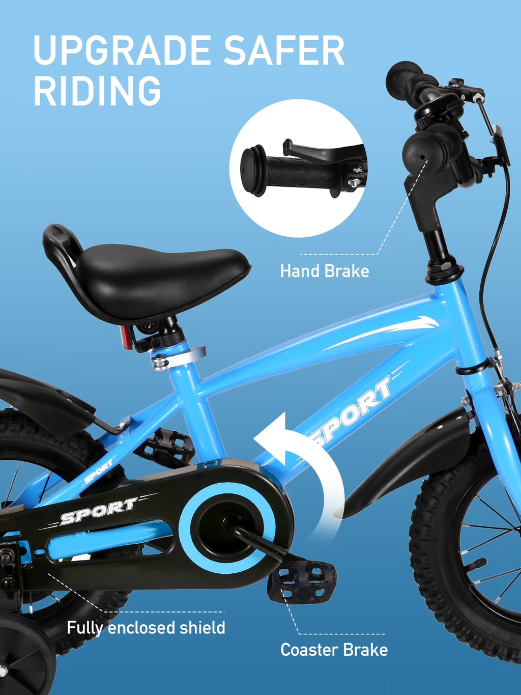 12 Inch Kids Girls and Boys Blue Bike with Training Wheel Kid Bicycle