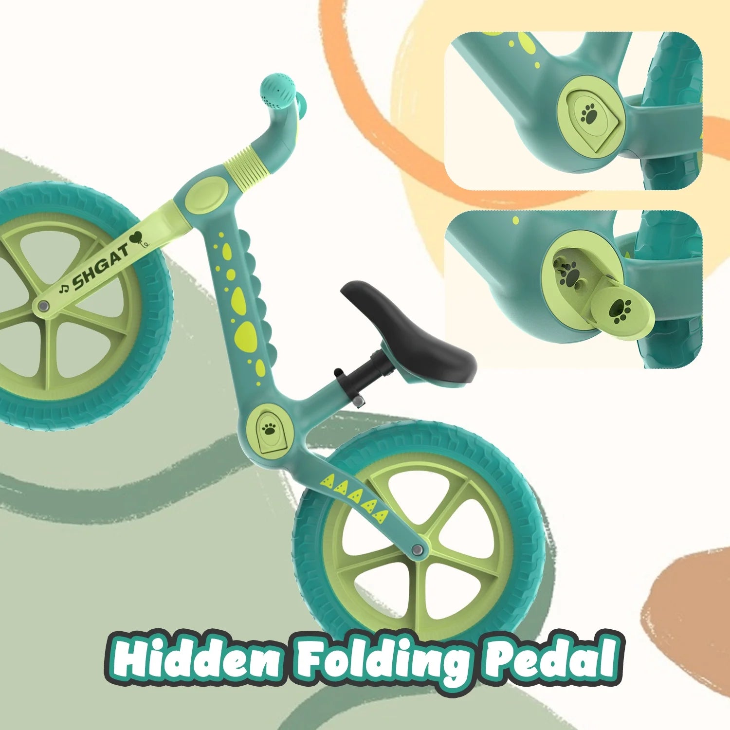 Balance Bike Toys for Toddlers 18+ Months, Dinosaur Balance Bike with Adjustable Handlebar and Seat, No Pedals Bike Gift for Kids, Green