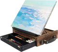 Rustic Wood Adjustable Portable Desktop Table Easel with Storage Drawer- Artist Easel Board for Canvas Painting, Drawing, Sketching Book Stand- MK704A