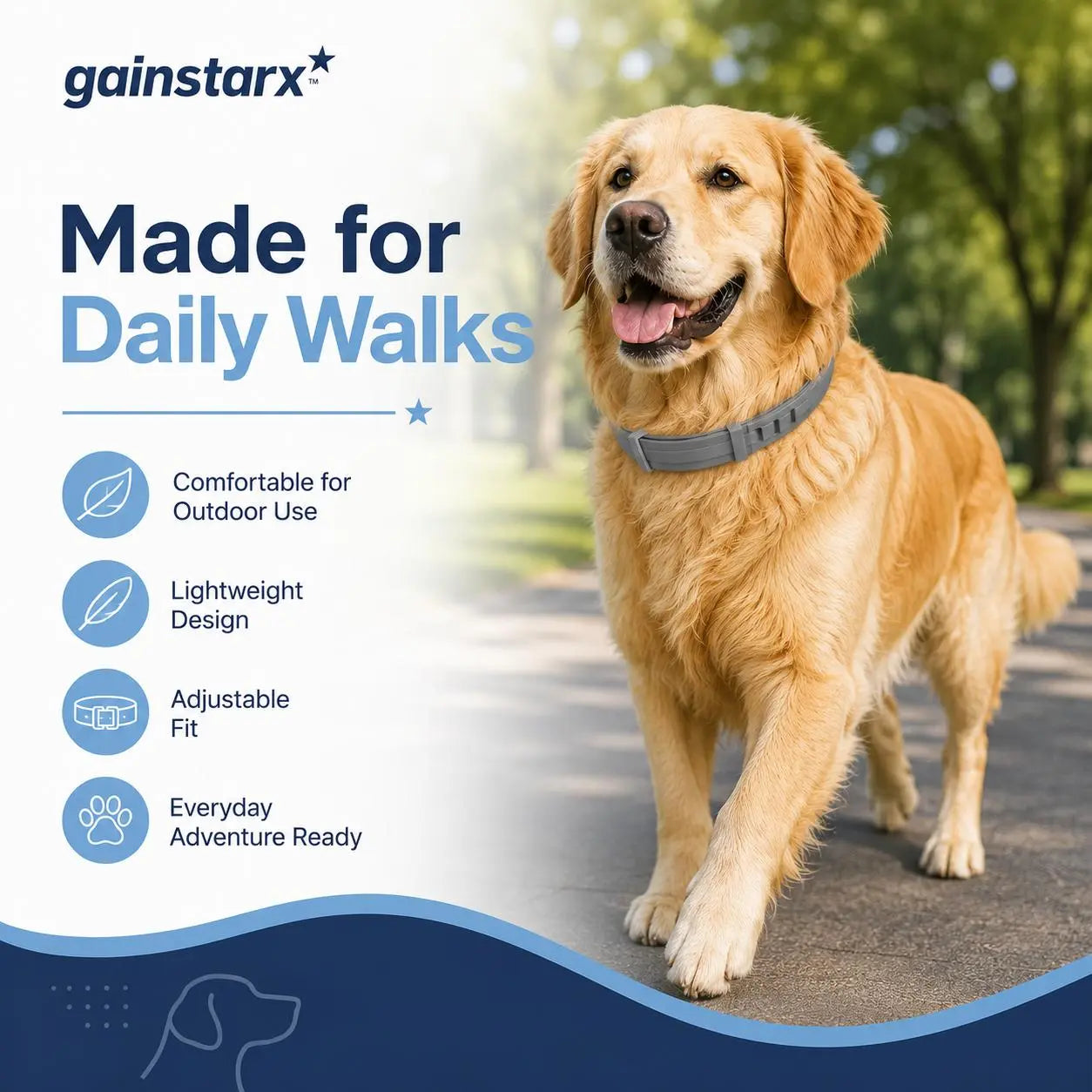Gainstarx Adjustable Dog Collar with Fresh Scent Comfortable Lightweight Pet Collar for Large Dogs over 18 Lbs Everyday Wear for Walks and Outdoor Use