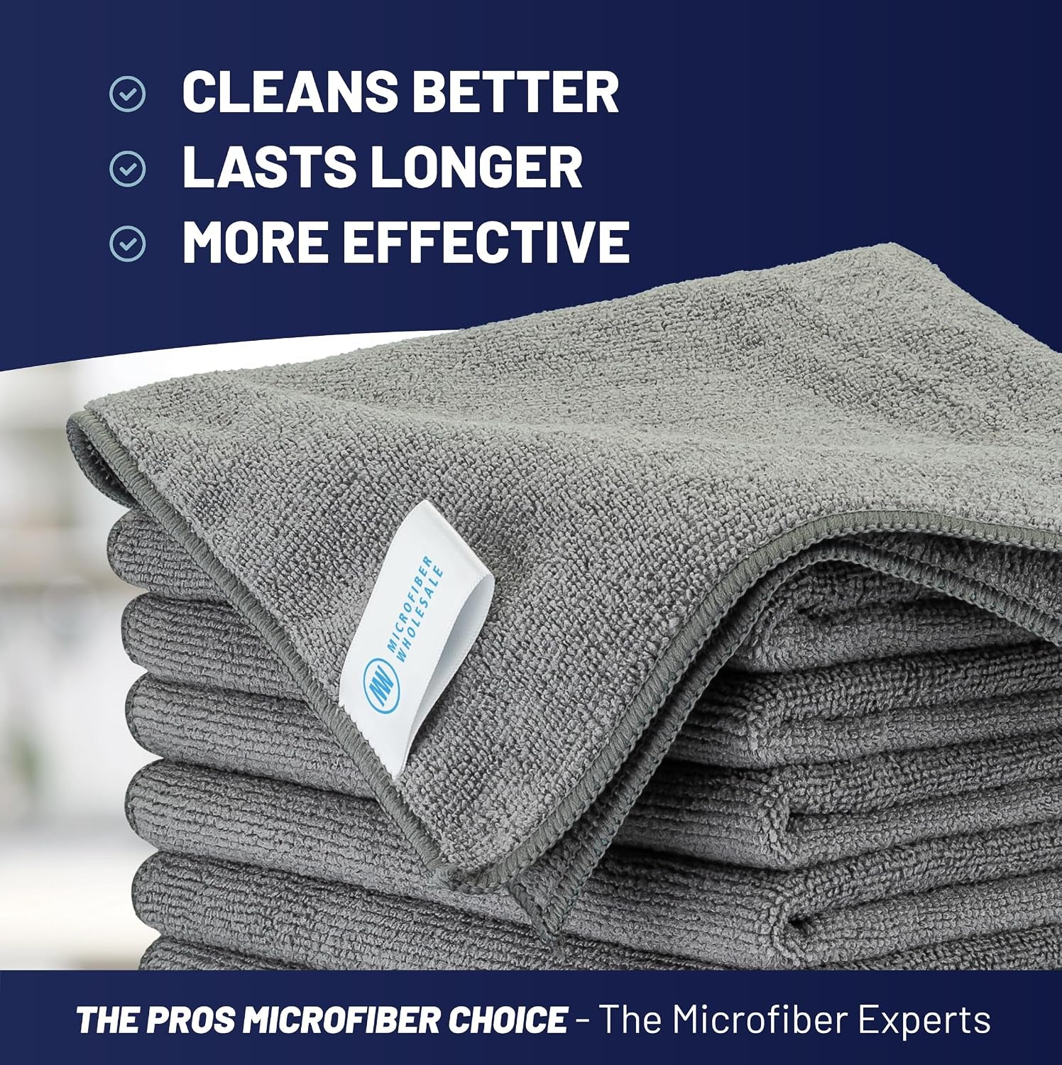 12" X 12" MW Pro Multi-Surface Microfiber Cleaning Cloths | Gray - 48 Pack | Premium Microfiber Towels for Cleaning Glass, Kitchens, Bathrooms, Automotive, Supplies & Products