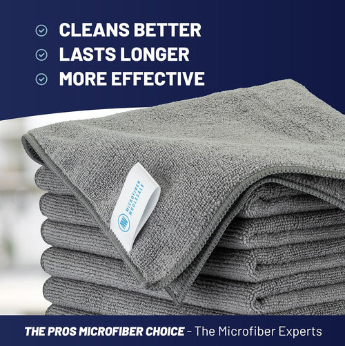 12" X 12" MW Pro Multi-Surface Microfiber Cleaning Cloths | Gray - 48 Pack | Premium Microfiber Towels for Cleaning Glass, Kitchens, Bathrooms, Automotive, Supplies & Products