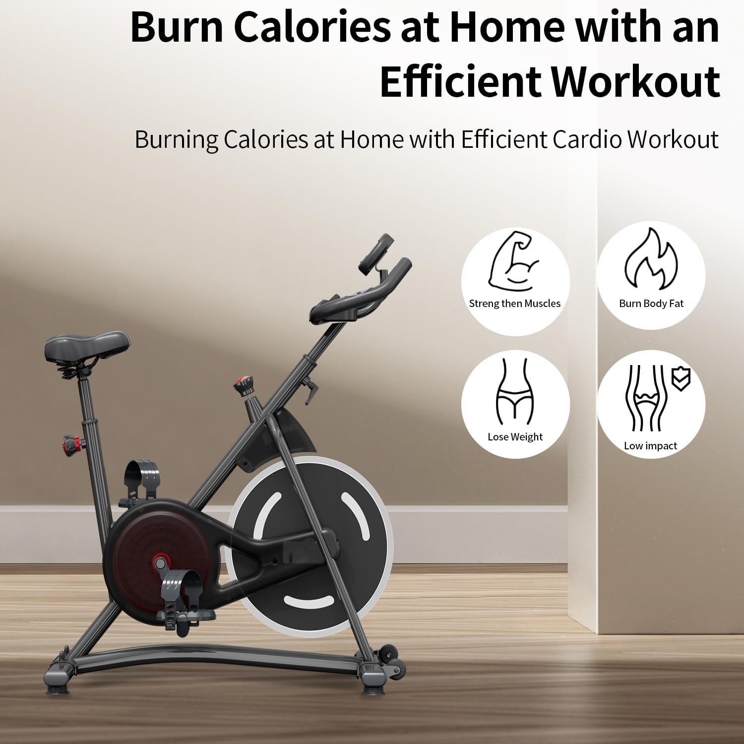 Stationary Bikes,Exercise Bikes,Adjustable Professional Exercise Bikes for Home, Efficient Workout Bike with Smartphone Mount & Digital Pulse Display
