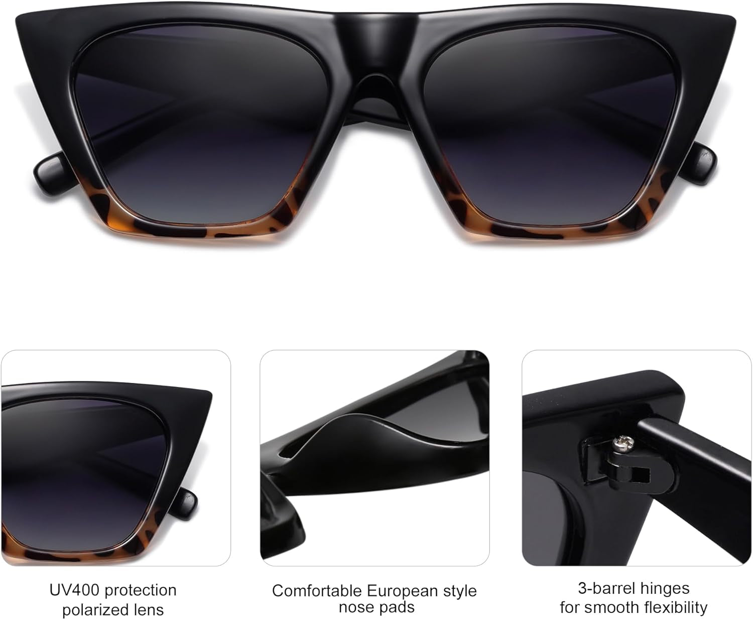 Trendy Square Cateye Polarized Sunglasses Womens Big Frame Shades SJ2115