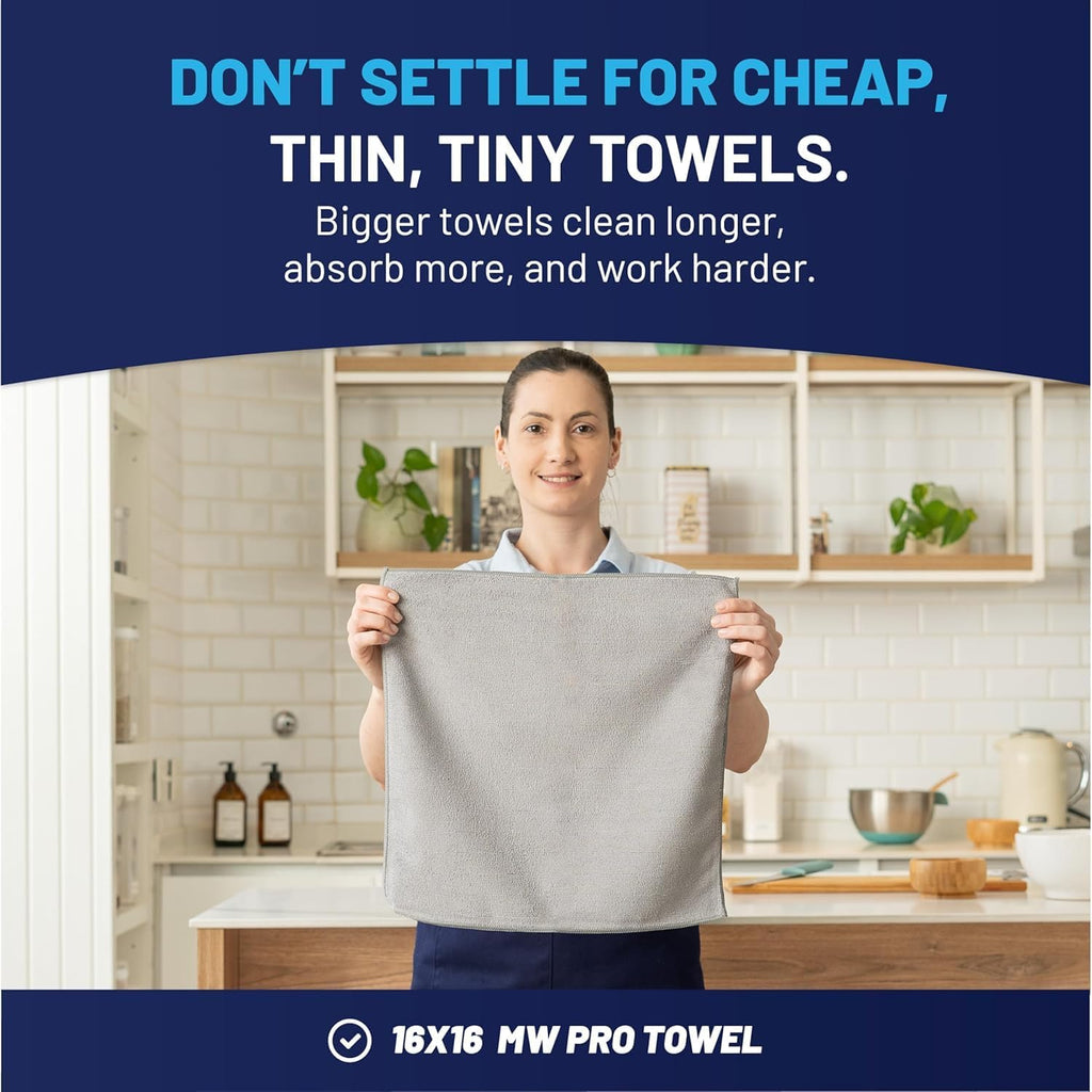12" X 12" MW Pro Multi-Surface Microfiber Cleaning Cloths | Gray - 48 Pack | Premium Microfiber Towels for Cleaning Glass, Kitchens, Bathrooms, Automotive, Supplies & Products