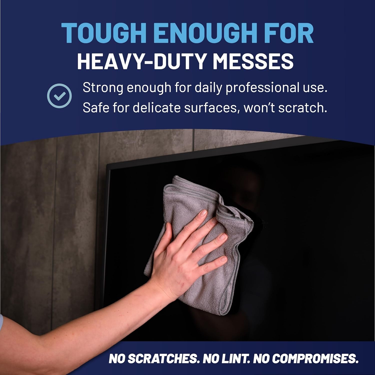 12" X 12" MW Pro Multi-Surface Microfiber Cleaning Cloths | Gray - 48 Pack | Premium Microfiber Towels for Cleaning Glass, Kitchens, Bathrooms, Automotive, Supplies & Products