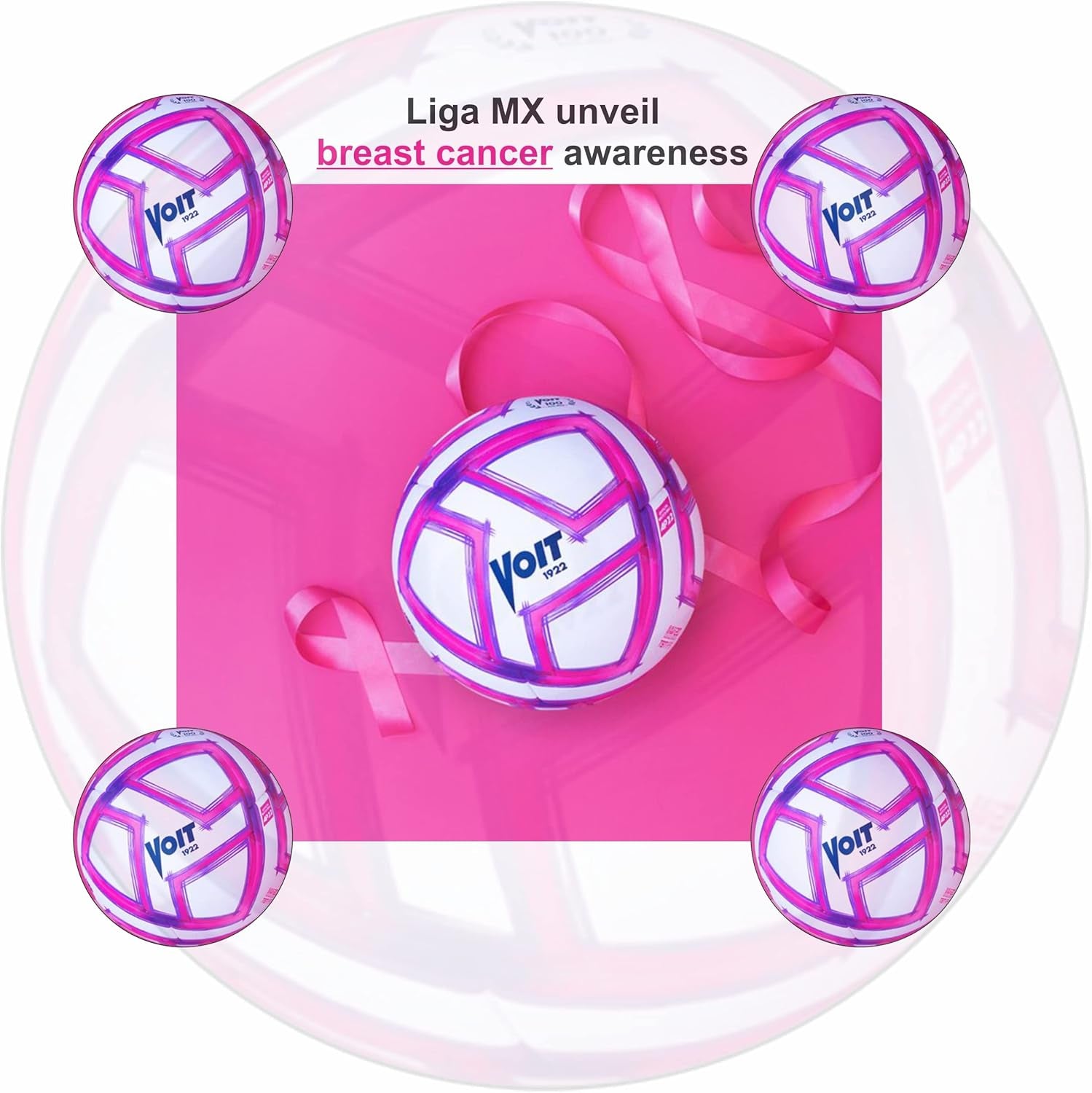 Soccer Ball Size 5, FIFA Quality Heat-Sealed Pink Ball for Liga MX Soccer Balls - 20-Panel Butyl Bladder Design - Play Bold with Purpose on Every Match with Iconic Pink Soccer Ball